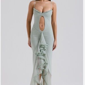 Elegant Sage Green Evening Dress